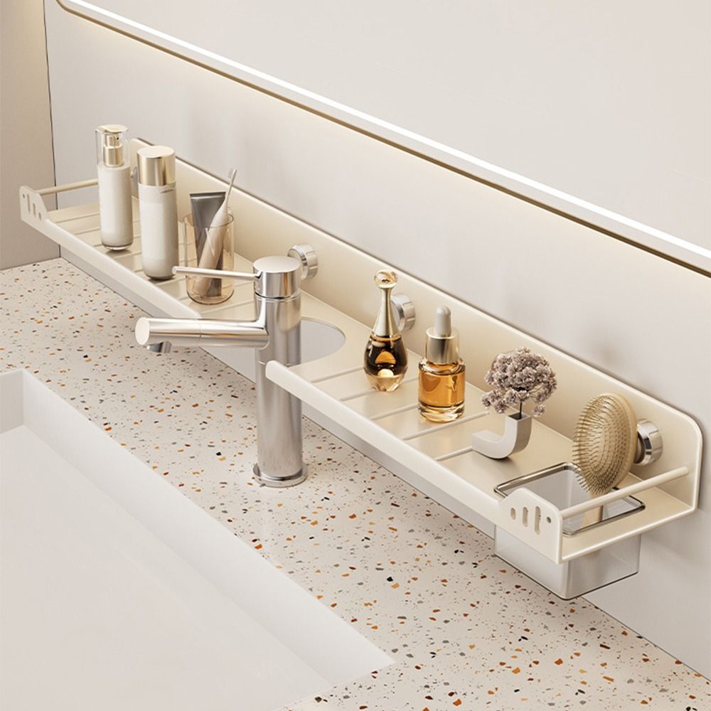 Food Storage Shelving - 吸盤式浴室棚 壁掛け 穴あけ不要 U字型収納ラック 防錆 取り外し可能