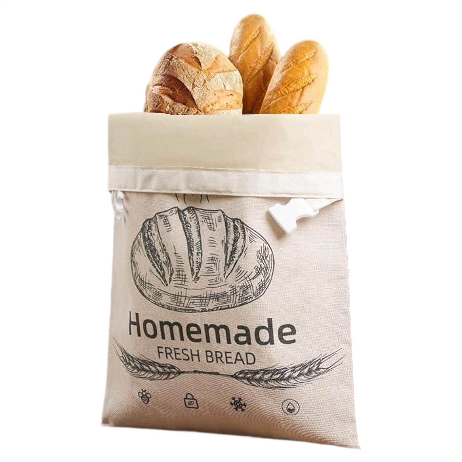 Food Storage Reusable Bags - リネン製パン袋 再利用可能なパン袋 自家製蜜蝋コーティングパン保存袋 バゲットバッグ 食品保存容器
