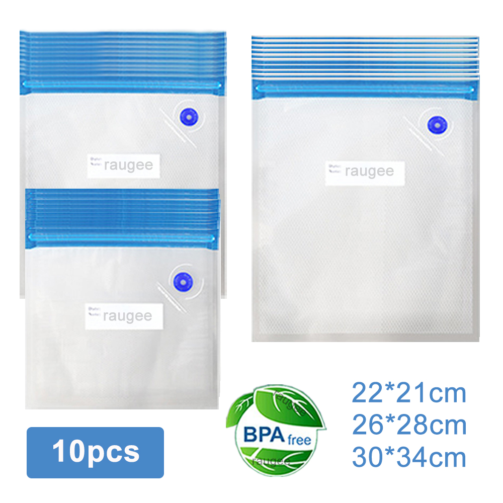 Food Storage Reusable Bags - 真空バッグ 再利用可能な食品真空包装袋 10 個真空シール保存袋食品エアバルブバッグ食品鮮度保持バッグ