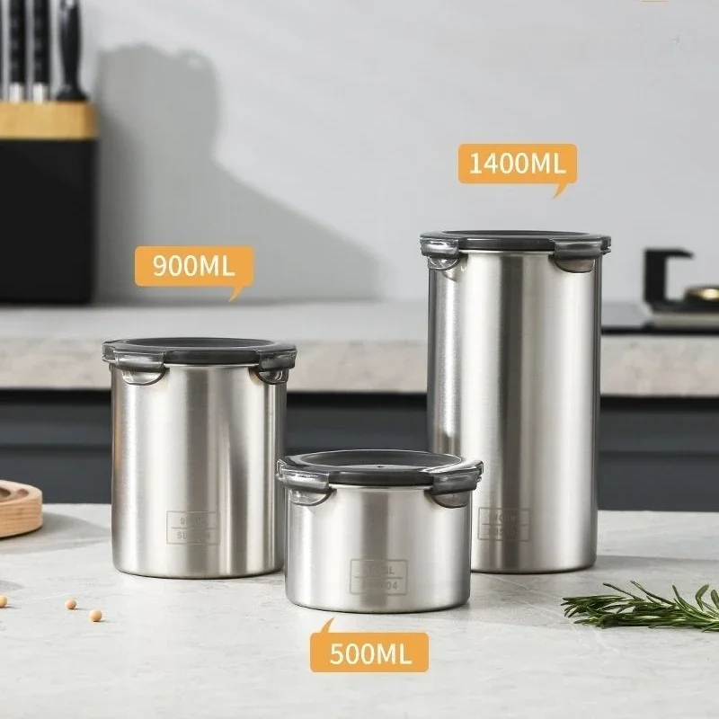 Food Storage Metal Box - 304食品、キッチン、suger、お茶、コーヒーボックス用の気密容器、ホームオーガナイザー