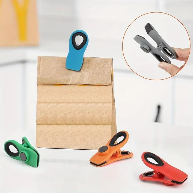 Food Storage Reusable Bags - 10個入り 再利用可能なマグネット式シーリングバッグクリップ、防湿フードクリップ、チップクリップ、多機能食品保存袋クリップ