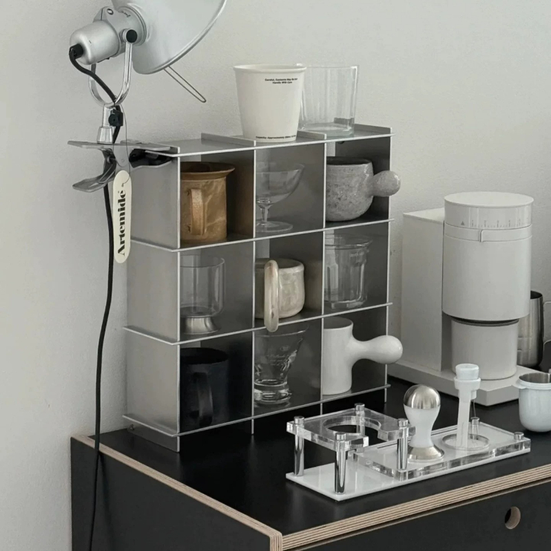 Food Storage Shelving - ミニマリストアルミ合金製カウンタートップマグ収納棚多層カップラックキッチンオーガナイザーカップホルダーコーヒーバーステーション