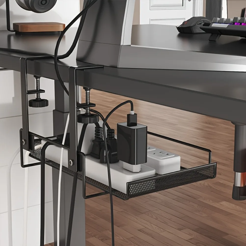 Food Storage Rack - テーブル配線オーガナイザー収納ラックコンピュータデスクの下のWifiルーターホルダー非穴あきワイヤーボックスリビングルームアクセサリー