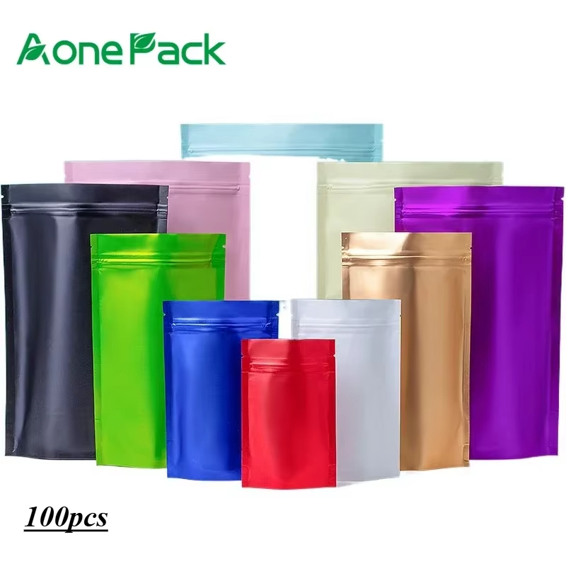 Food Storage Ziploc Bags - 100 個カスタムマット仕上げ種子包装袋プラスチックジップロック Doypack アルミ箔ミルクパウダー有機食品保存袋