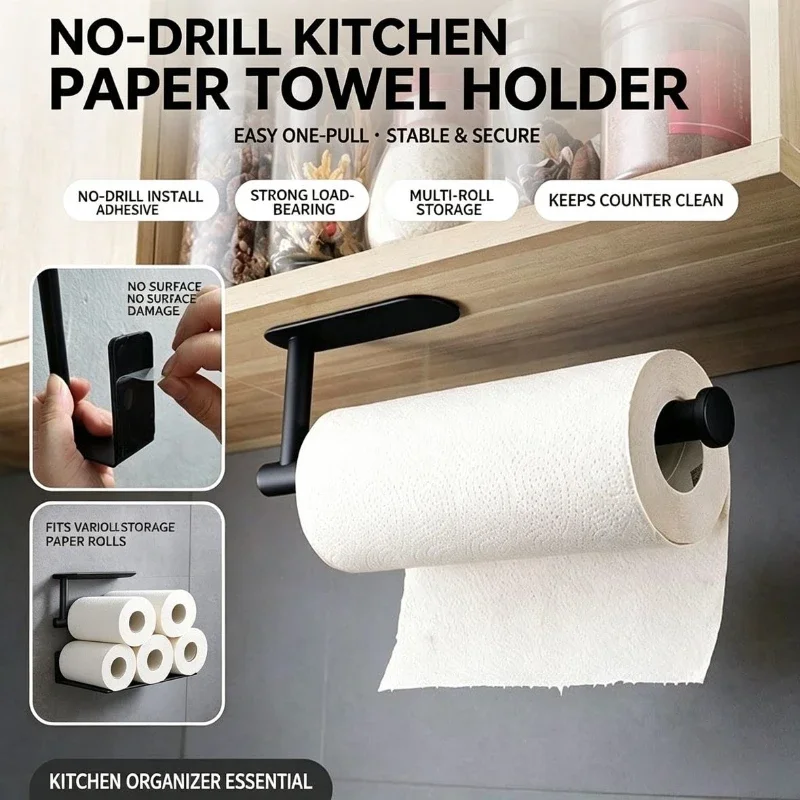 Food Storage Shelving - ペーパーロールホルダー、タオルラック、吊り下げ棚、バスルーム収納、トイレラック、家庭用キッチンティッシュアクセサリー、壁掛けスタンドハンガー、キッチン