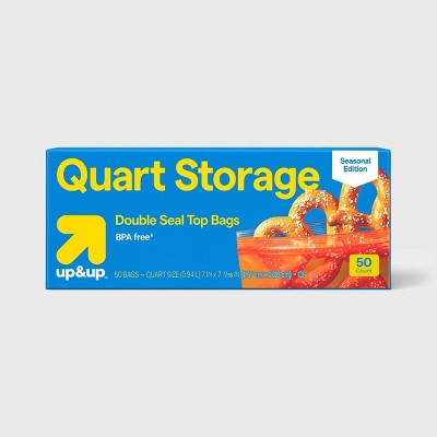 Food Storage Quart Containers - 食品保存袋＆容器 新学期に向けて - 赤色の半透明クォートサイズのプレス式食品保存袋 - 50枚入り