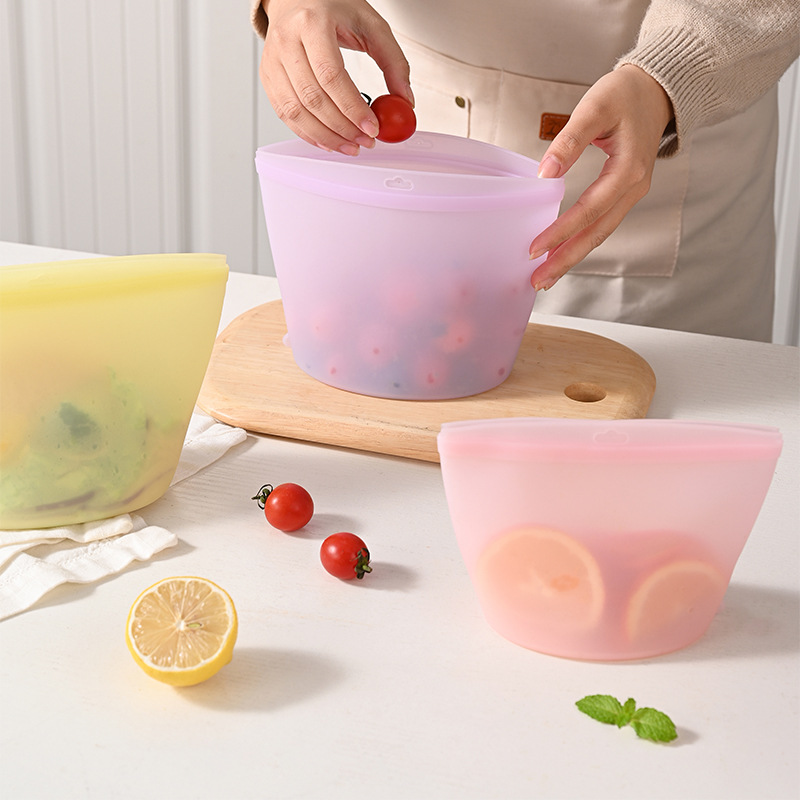 Food Storage Reusable Bags - 自己密封式シリコン保存袋 食品保存袋 携帯用フレッシュキッチンセット 再利用可能 生鮮食品に最適 多用途保存