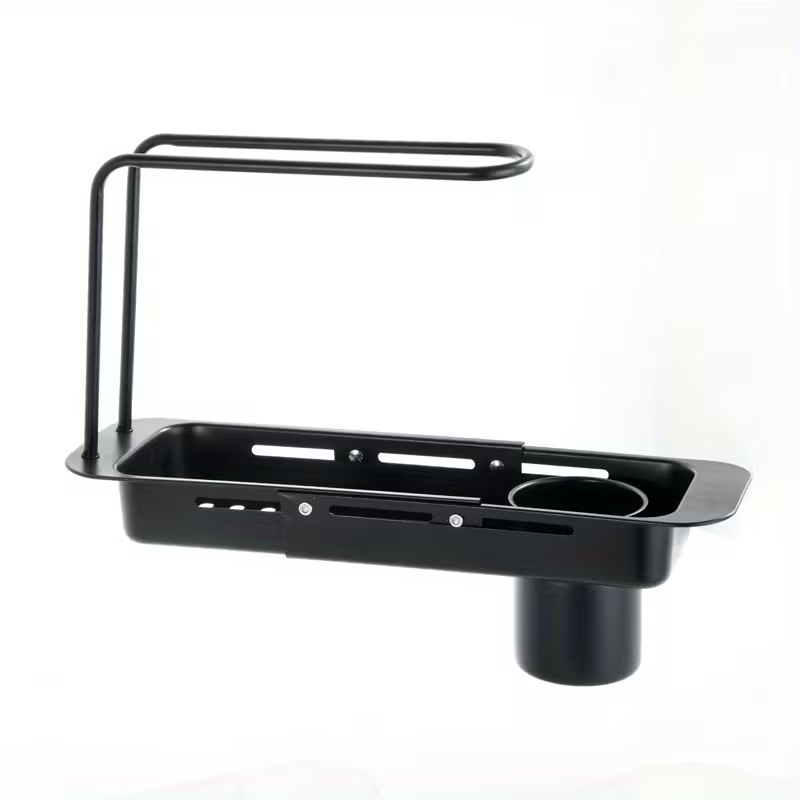 Food Storage Rack - 洗練されたデザイン、拡張可能なステンレス製キッチンシンクオーガナイザー - スポンジホルダー付き食器乾燥ラック、あらゆるシンクに適合