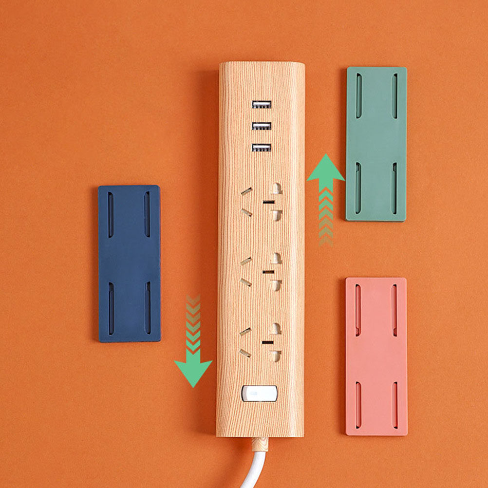Food Storage Rack - 4個入り粘着式ソケットホルダー 穴あけ不要の多機能壁掛け電源タップホルダー 収納ラック 家庭やオフィス用