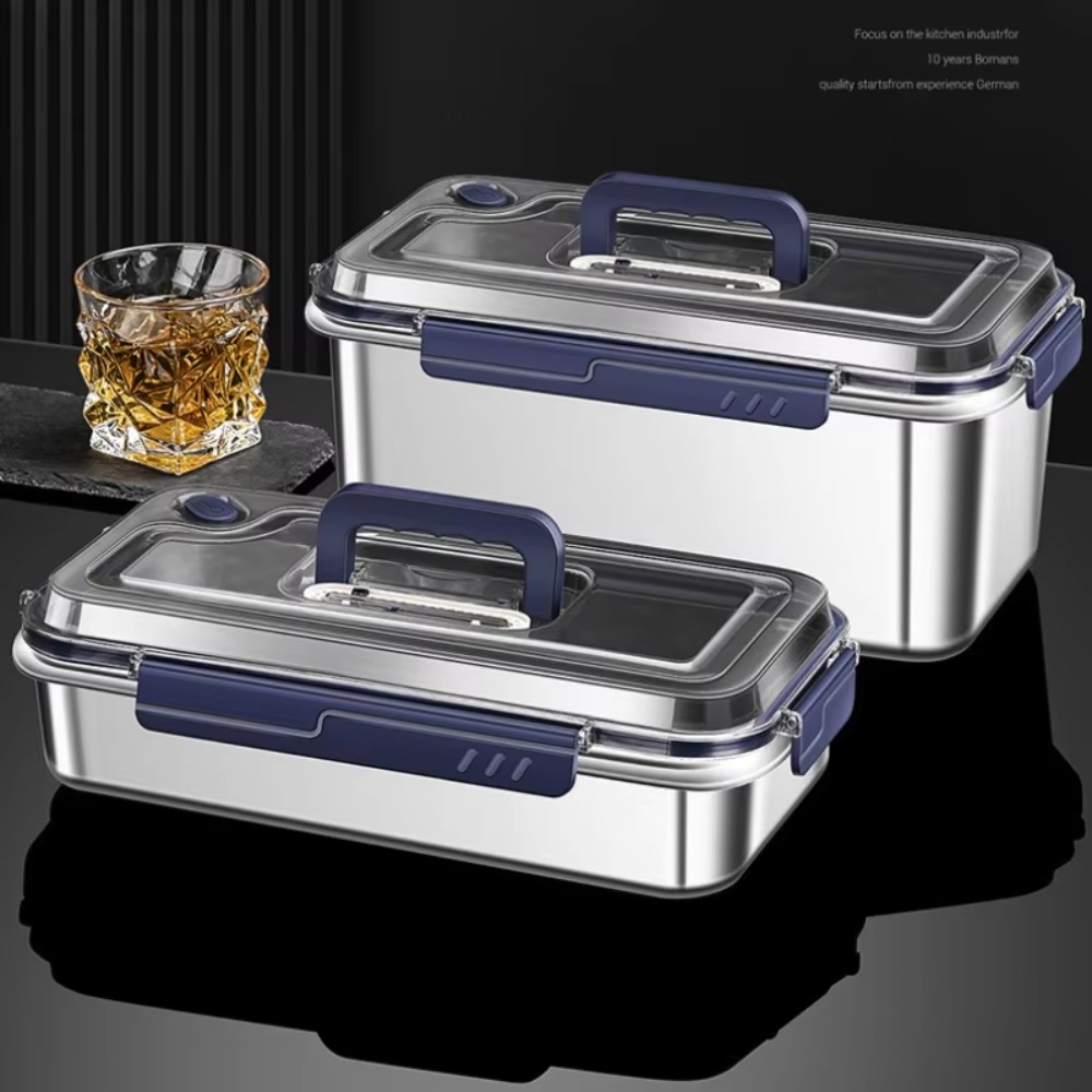 Food Storage Metal Box - 316ステンレス製食品保存容器セット、気密漏れ防止キッチンオーガナイザー（蓋付き）、大容量弁当箱