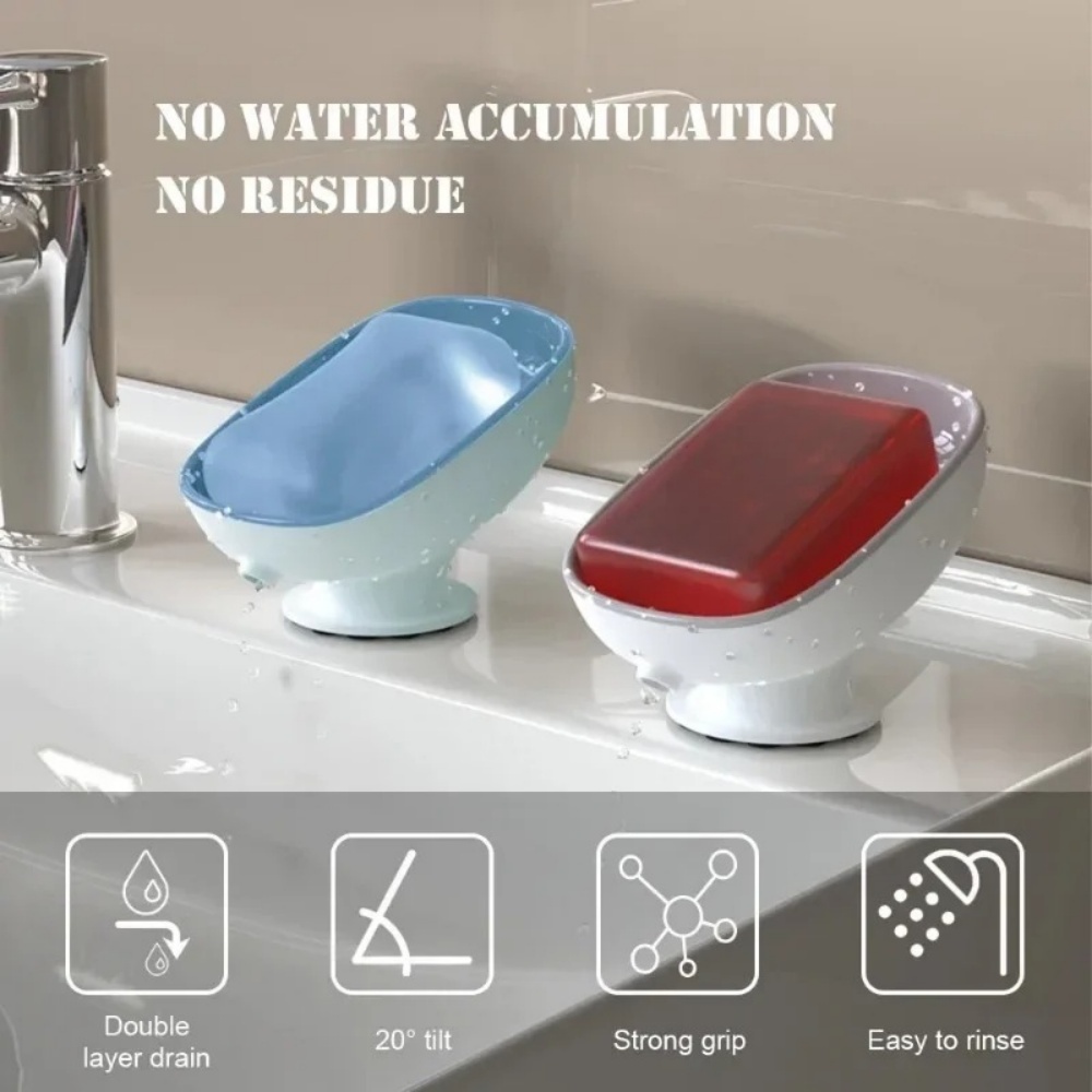 Food Storage Rack - 1個入り 超強力吸盤式 浴室用ソープディッシュ シャワー用滑り止めソープホルダー 自動排水 キッチン用スポンジ収納ラック