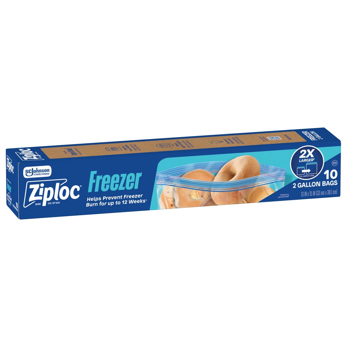 Food Storage Ziploc Bags - ジップロック 2ガロン 冷凍庫用保存袋（食品保存・食事準備用）- 10個入り：二重シールロック、BPAフリー、冷凍焼け防止