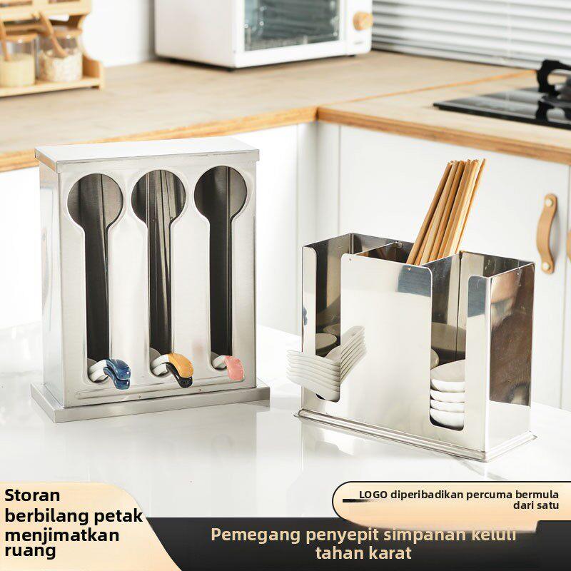 Food Storage Rack - 食品グレードのステンレス鋼製箸スプーン収納ボックス商業レストランカバーホテルスクエア型食器ホルダーラック