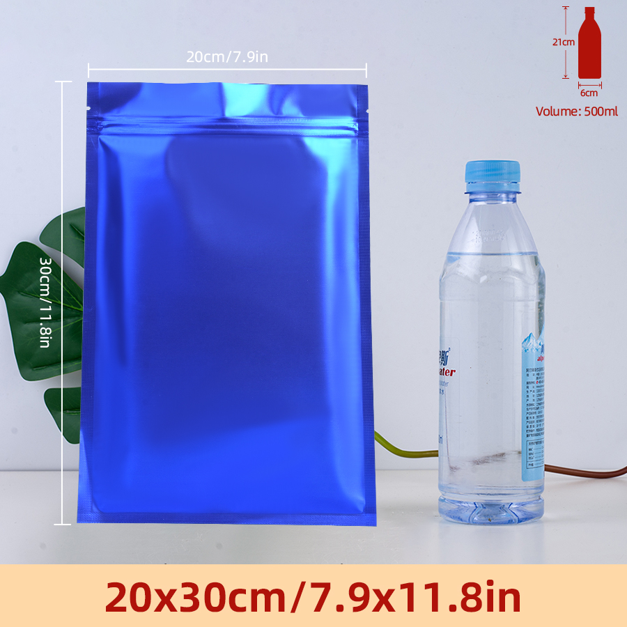 Food Storage Reusable Bags - 100個のマットブルーフォイルジッパーポーチ、自家製スナック用の再利用可能な保存袋、毎日の食品や小物の詰め合わせパック