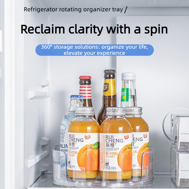 Food Storage Rack - 360 ° 回転トレイ レイジースーザン 冷蔵庫オーガナイザー ターンテーブル収納トレイ