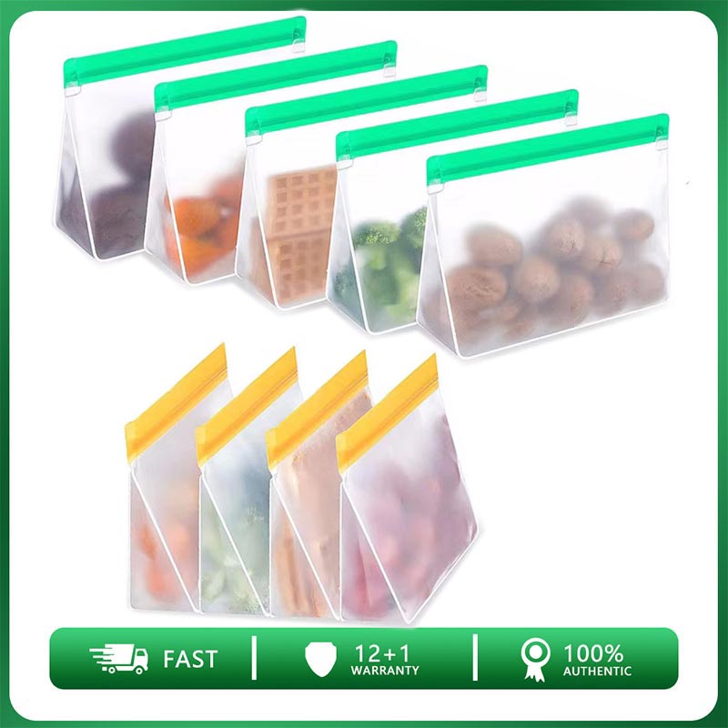 Food Storage Ziploc Bags - 食品保存用の再利用可能なジップロックシリコンバッグ,アップグレード,漏れ防止,スタンドアップトップ,冷凍庫,サンドイッチ,ペバ