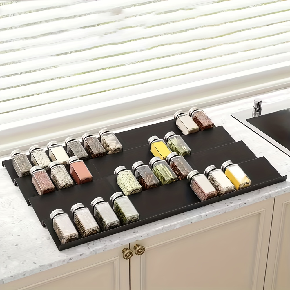Food Storage Shelving - 6個入り拡張可能なスパイス引き出しオーガナイザー、耐久性のあるプラスチック製キャビネット＆棚収納ラック（キッチン、作業場、パントリー用）