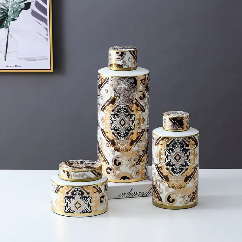 Zebra Food Storage - モダンな家の装飾セラミック花瓶、ふた付きゼブラ絵画装飾収納ジャー、リビングルームのデスクトップ装飾品