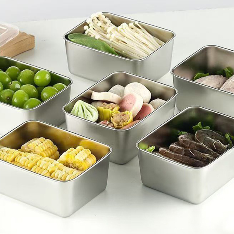 Food Storage Metal Box - 6ピースステンレス製食品保存容器セット 蓋付き漏れ防止食品保存ボックス 再利用可能なフレッシュボックス キャンプやピクニックに最適