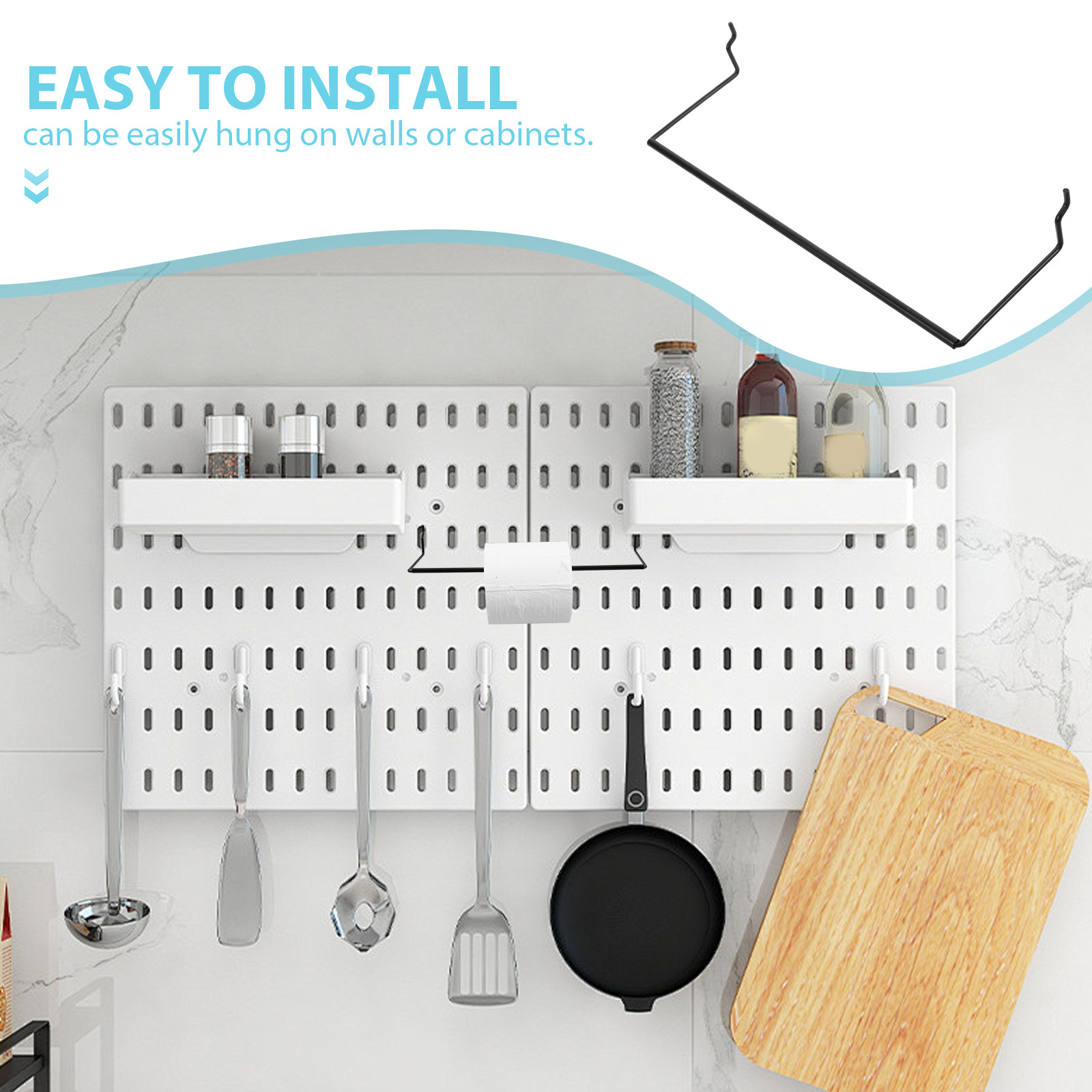 金属製ペグボード キッチンタオルホルダー ペーパーロールラッ - Food Storage Rack のレビューと価格