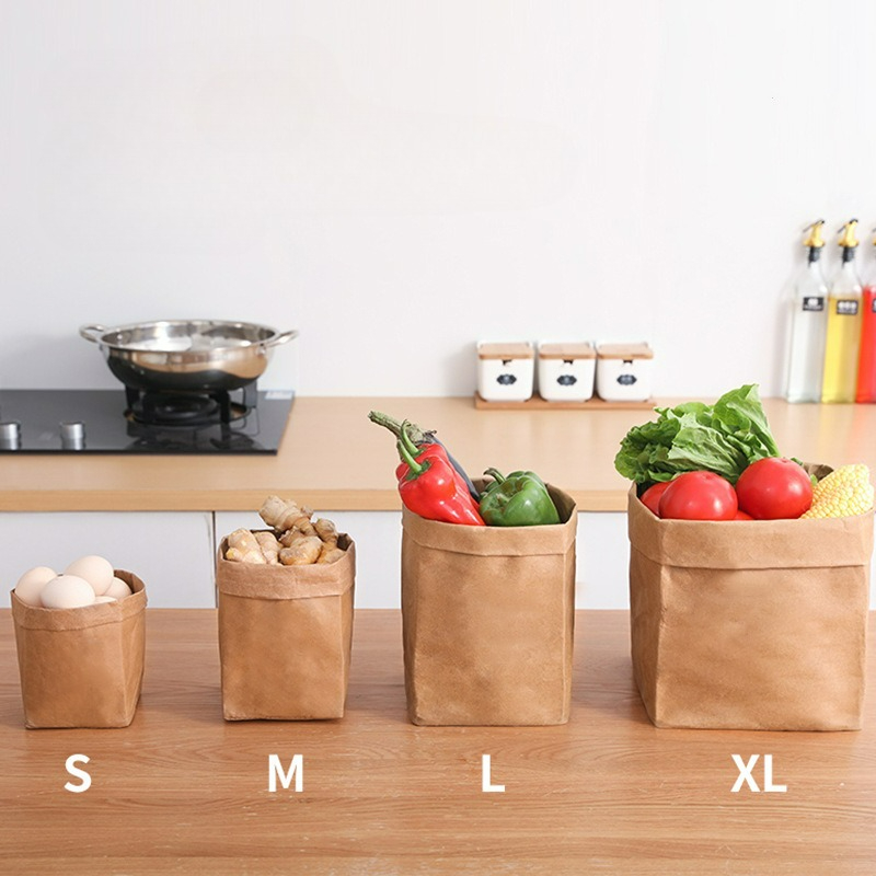 クラフト紙袋 洗える紙製保存袋 再利用可能な食料品袋 食品、 - Food Storage Reusable Bags のレビューと価格