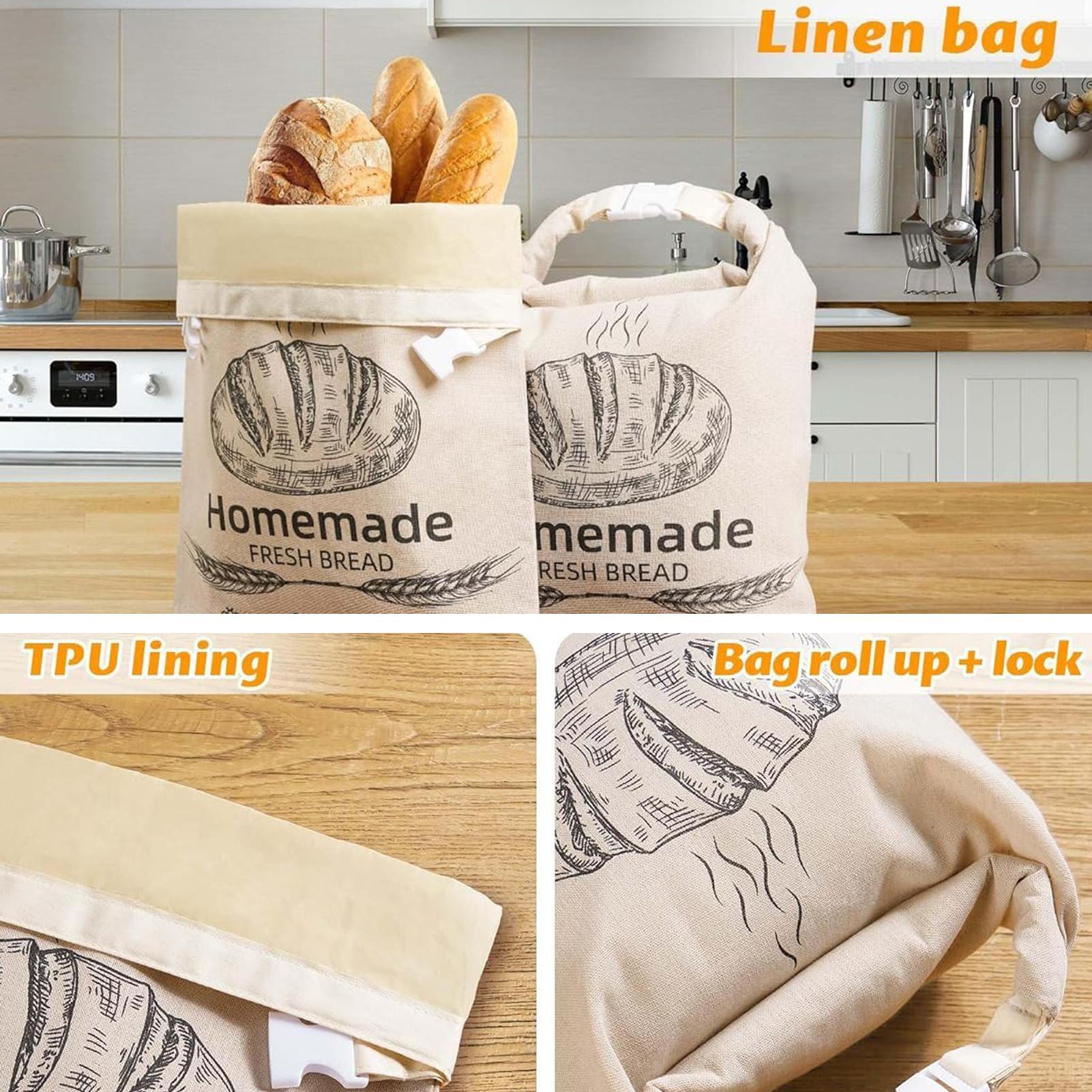 リネン製パン袋 再利用可能なパン袋 自家製蜜蝋コーティングパ - Food Storage Reusable Bags のレビューと価格