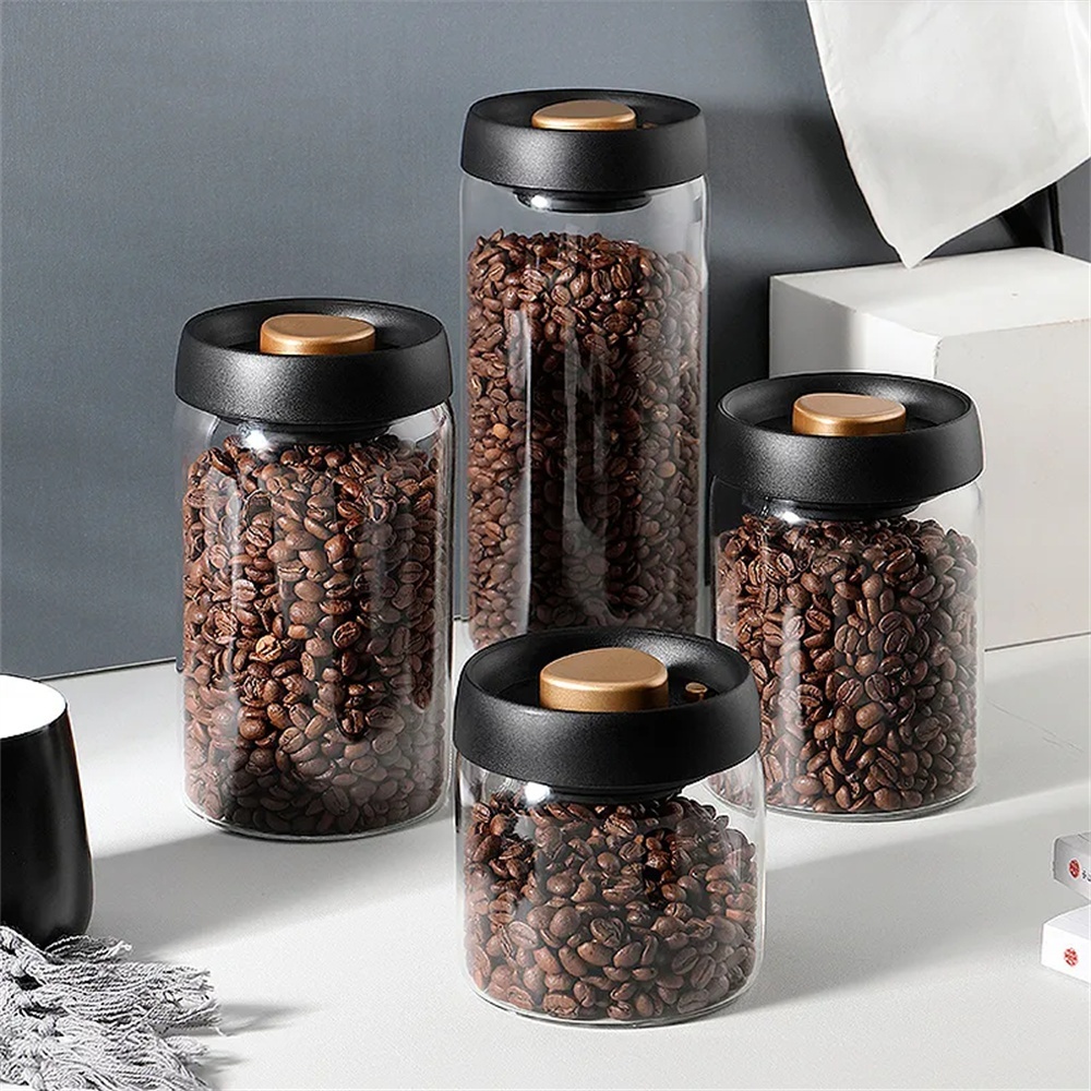 1パックコーヒー豆保存容器気密蓋プレスダウン真空ガラスコーヒ - Food Storage Vacuum Containers のレビューと価格