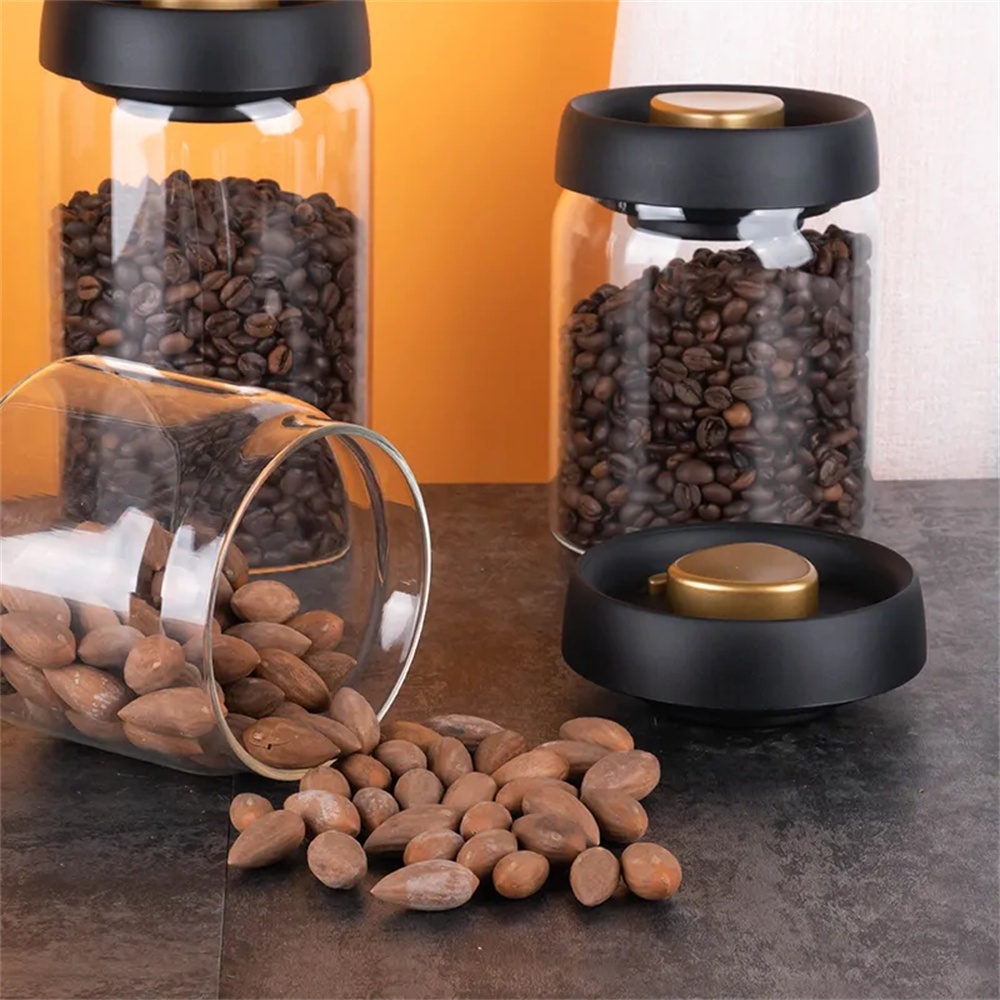 1パックコーヒー豆保存容器気密蓋プレスダウン真空ガラスコーヒ - Food Storage Vacuum Containers のレビューと価格