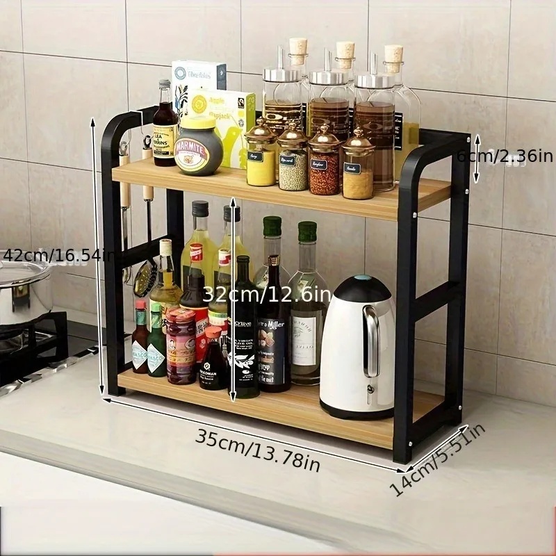 2段式メタルカウンターシェルフキッチンオーガナイザーラック、 - Food Storage Shelving のレビューと価格
