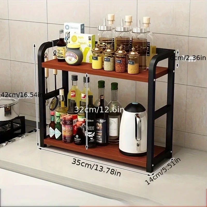 2段式メタルカウンターシェルフキッチンオーガナイザーラック、 - Food Storage Shelving のレビューと価格