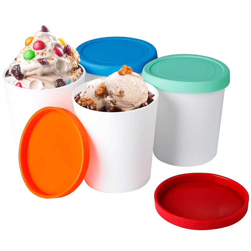 食品容器4個、シリコン蓋付き1クォート保存槽、冷凍庫用再利用 - Food Storage Quart Containers のレビューと価格
