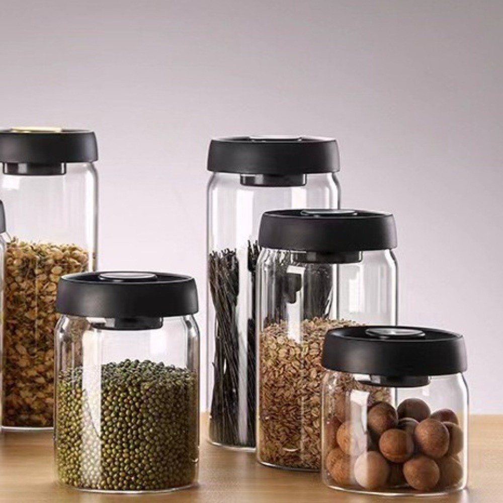 防湿真空密閉ジャー プレス式高硼珪酸ガラスコーヒー豆保存ジャ - Food Storage Vacuum Containers のレビューと価格