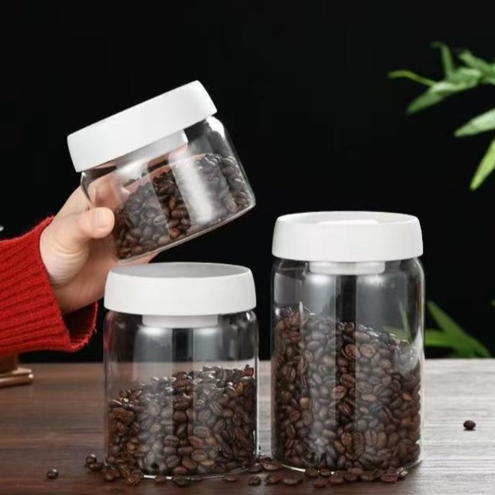 防湿真空密閉ジャー プレス式高硼珪酸ガラスコーヒー豆保存ジャ - Food Storage Vacuum Containers のレビューと価格