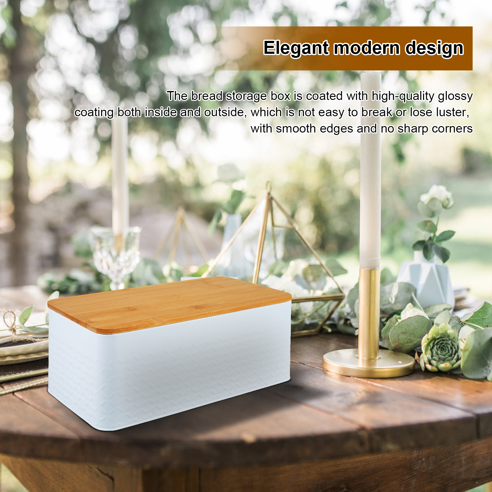 竹のふたが付いた金属製のパン箱,再利用可能な通気性のあるパン - Food Storage Metal Box のレビューと価格