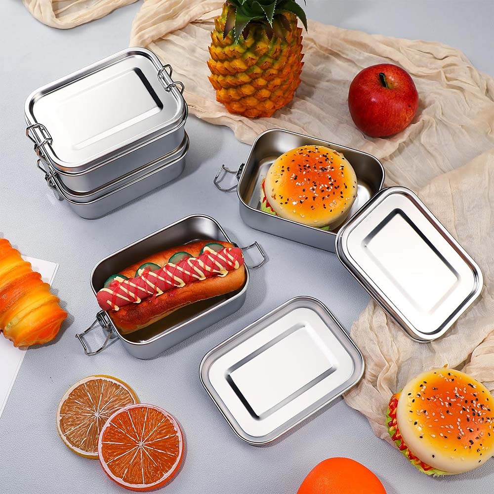 4 個のステンレス鋼弁当箱金属弁当箱食品保存容器ロック可能な - Food Storage Metal Box のレビューと価格