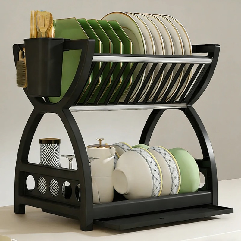 2段式食器乾燥ラック キッチンカウンター用 プレートボウル収 - Food Storage Shelving のレビューと価格