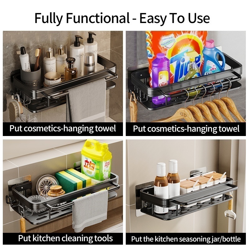 多機能キッチン棚、乾燥ラック、モップ収納、穴あけ不要の壁掛け - Food Storage Shelving のレビューと価格