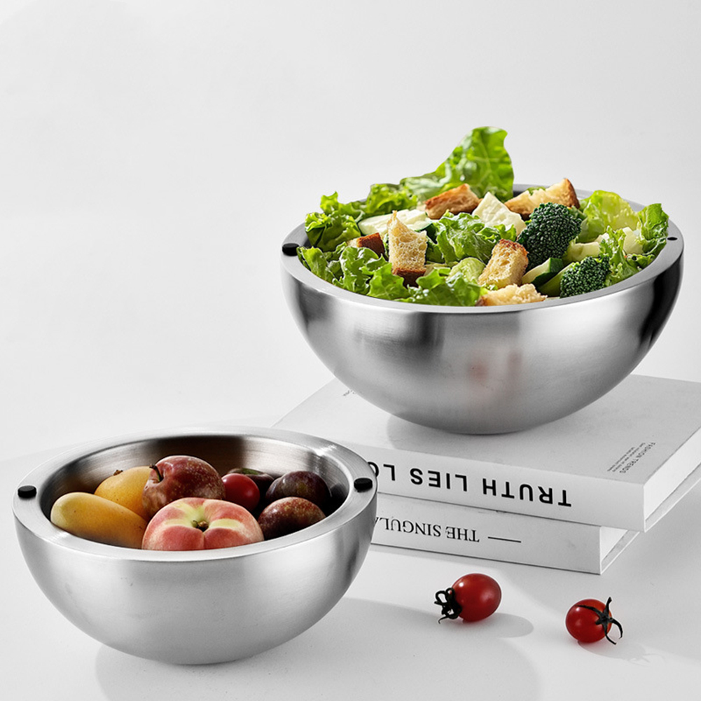 304 肥厚サラダミキシングボウルステンレス鋼二重壁断熱ホッ - Food Storage Metal Box のレビューと価格