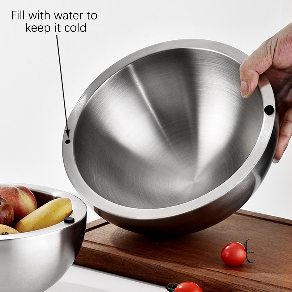 304 肥厚サラダミキシングボウルステンレス鋼二重壁断熱ホッ - Food Storage Metal Box のレビューと価格