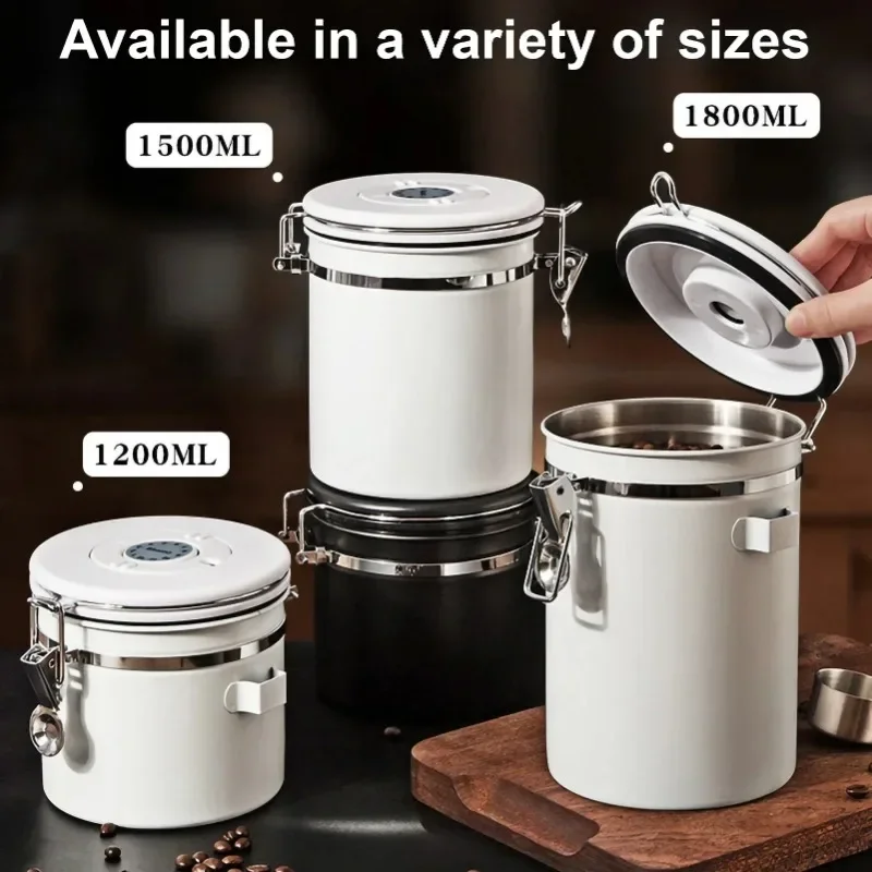 304 ステンレス鋼コーヒー豆真空保存瓶スプーン付き大容量気 - Food Storage Vacuum Containers のレビューと価格