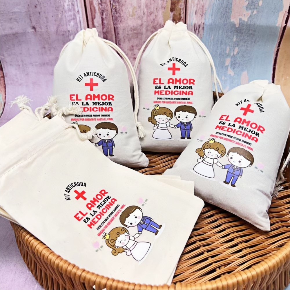 リネン風ウェディング独身女性パーティー二日酔い対策用巾着袋1 - Zebra Food Storage のレビューと価格