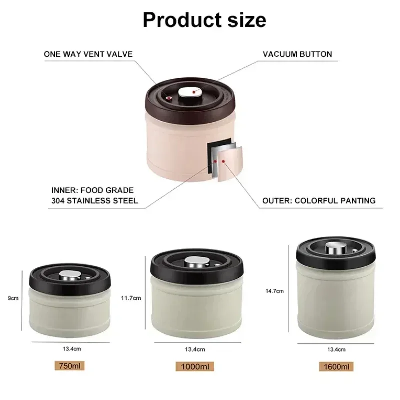 304ステンレス鋼製気密コーヒー容器保存キャニスター、コーヒ - Food Storage Vacuum Containers のレビューと価格
