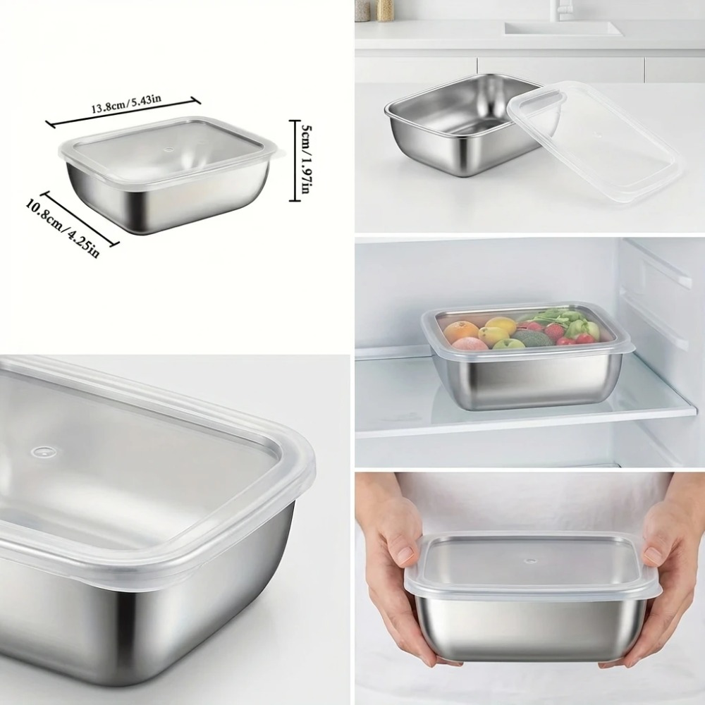 6個入りステンレス製食品保存容器漏れ防止6個入りステンレス製 - Food Storage Metal Box のレビューと価格