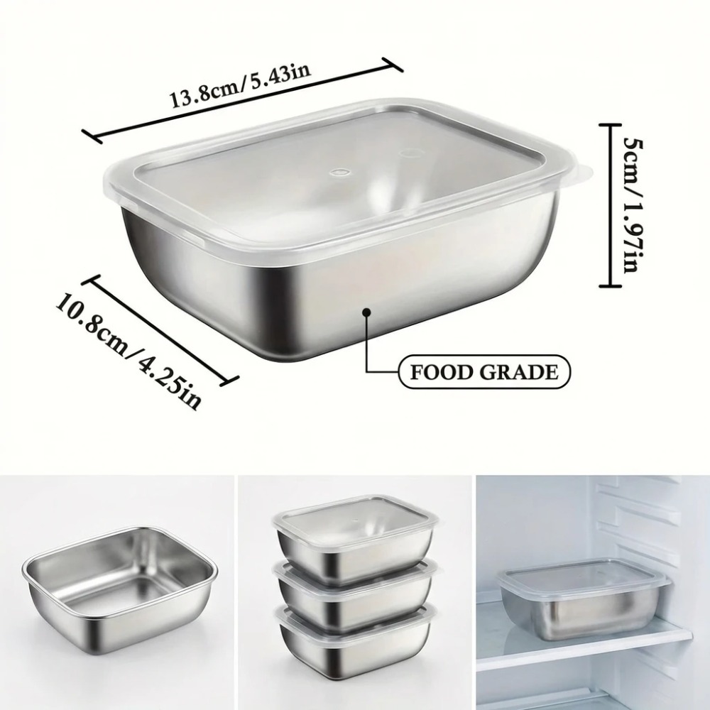 6個入りステンレス製食品保存容器漏れ防止6個入りステンレス製 - Food Storage Metal Box のレビューと価格
