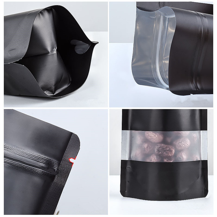 100枚入り スタンドアップ マットブラック アルミ箔 窓付 - Food Storage Ziploc Bags のレビューと価格