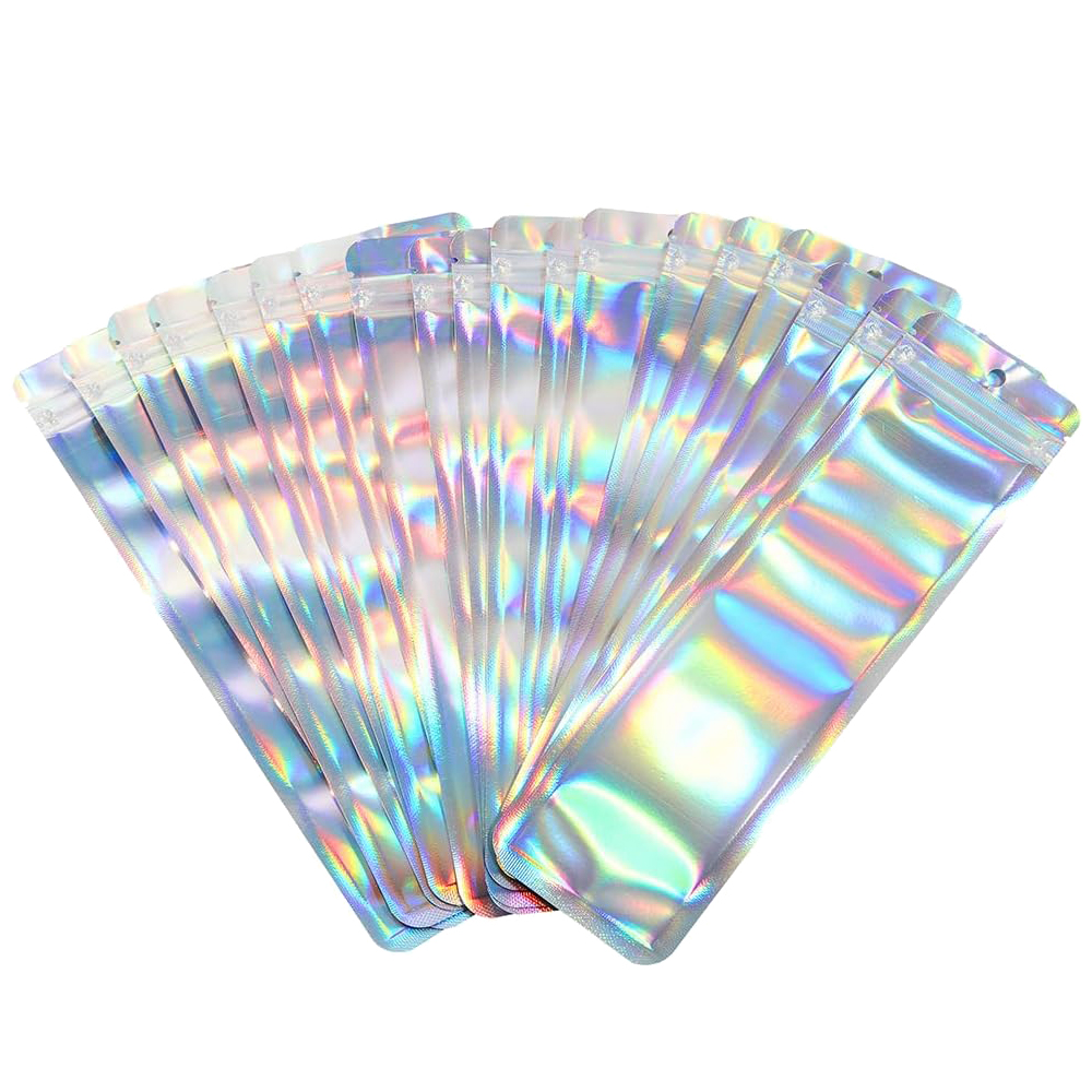 50 個ロングホログラフィック包装袋ジップロックレーザーシー - Food Storage Ziploc Bags のレビューと価格