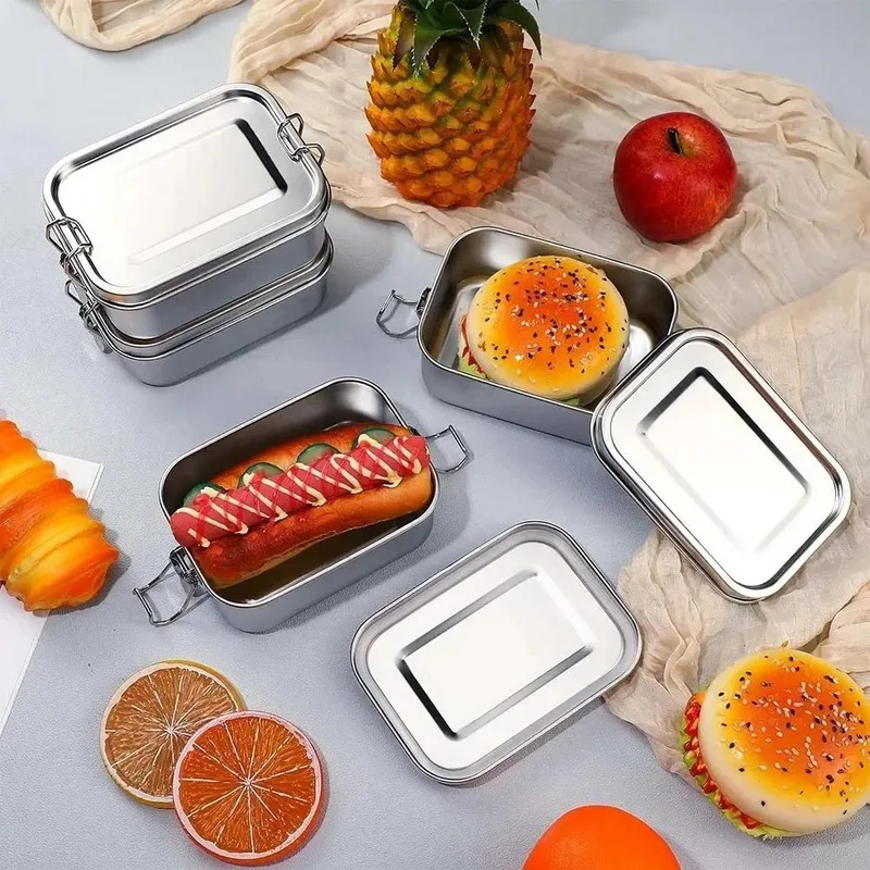 304ステンレス製 1200/2400ml ランチボックス  - Food Storage Metal Box のレビューと価格
