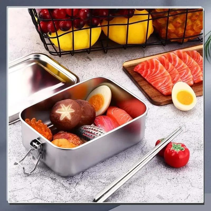 304ステンレス製 1200/2400ml ランチボックス  - Food Storage Metal Box のレビューと価格
