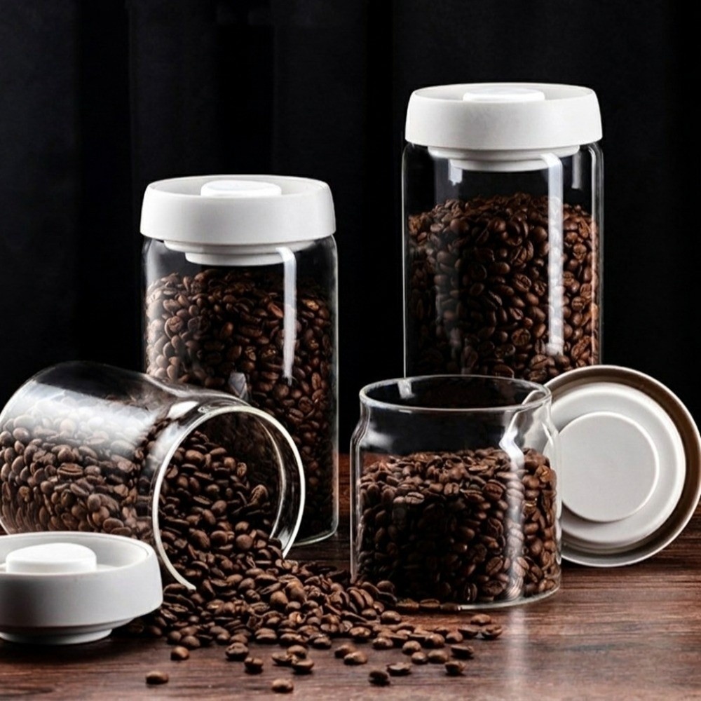 防湿真空密閉ジャー 手動プレス式コーヒー豆保存ジャー 鮮度保 - Food Storage Vacuum Containers のレビューと価格