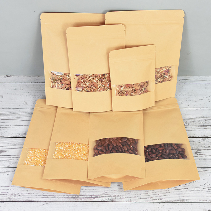 20/50 個クラフト紙ジップロックバッグ窓食品スナック茶自 - Food Storage Ziploc Bags のレビューと価格
